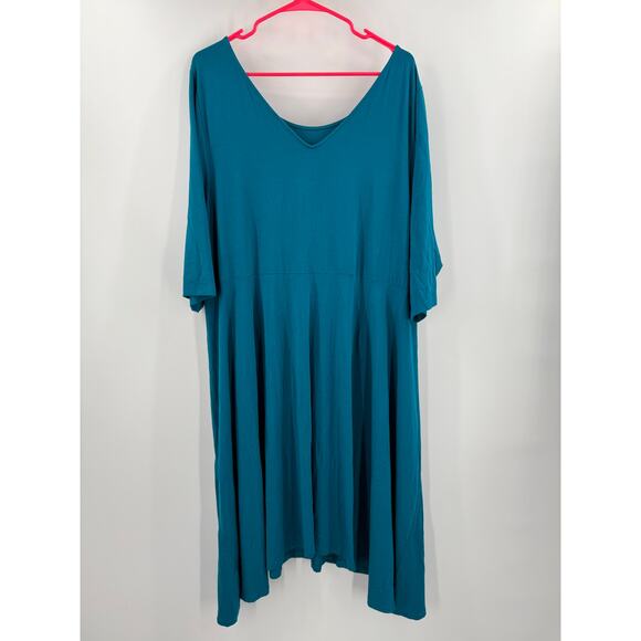 EILEEN FISHER WOMAN Dress Size 3X NEW Plus Curvy NWOT System Viscose Jersey Teal - Picture 10 of 11